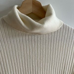 NWT Talbots Ribbed Turtleneck Sweater, Cream Color w/Button Cuff, size small